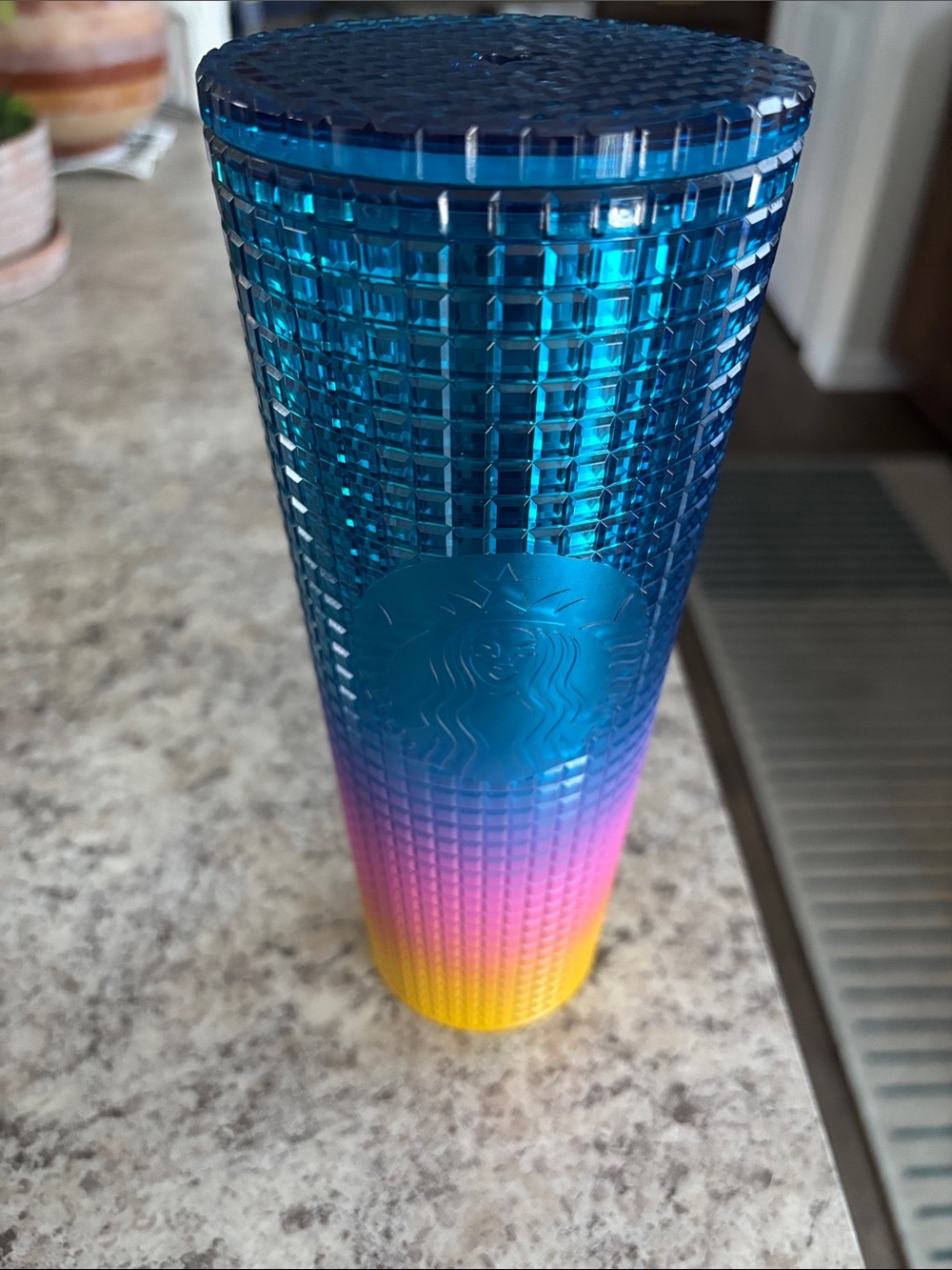 Starbucks Blue to Pink to Yellow Studded Ombre Tumbler